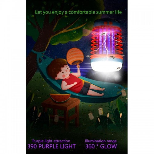 Кемпінгова лампа з сонячною панеллю 3в1 лампа + ліхтар + захист від комарів W890 |12-20h, ip55| orange