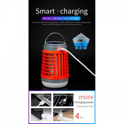 Кемпінгова лампа з сонячною панеллю 3в1 лампа + ліхтар + захист від комарів W890 |12-20h, ip55| orange