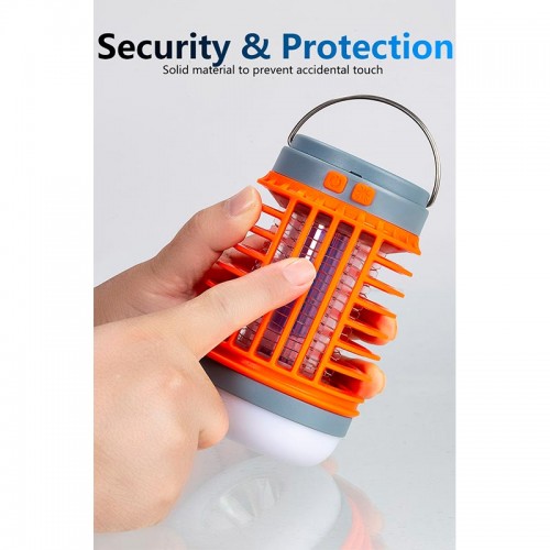 Кемпінгова лампа з сонячною панеллю 3в1 лампа + ліхтар + захист від комарів W890 |12-20h, ip55| orange