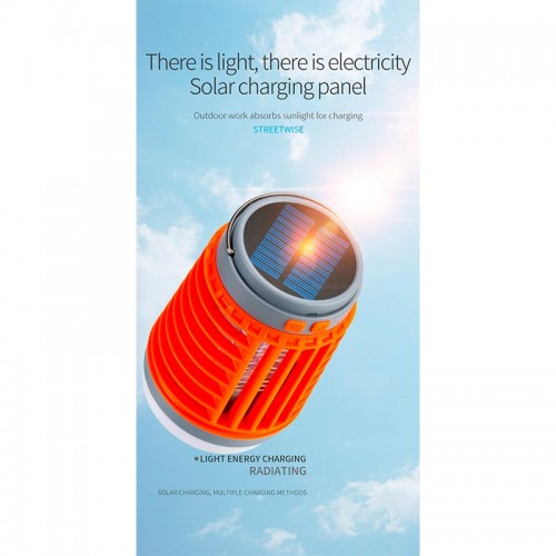 Кемпінгова лампа з сонячною панеллю 3в1 лампа + ліхтар + захист від комарів W890 |12-20h, ip55| orange