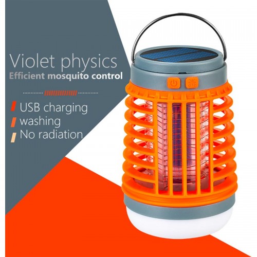 Кемпінгова лампа з сонячною панеллю 3в1 лампа + ліхтар + захист від комарів W890 |12-20h, ip55| orange