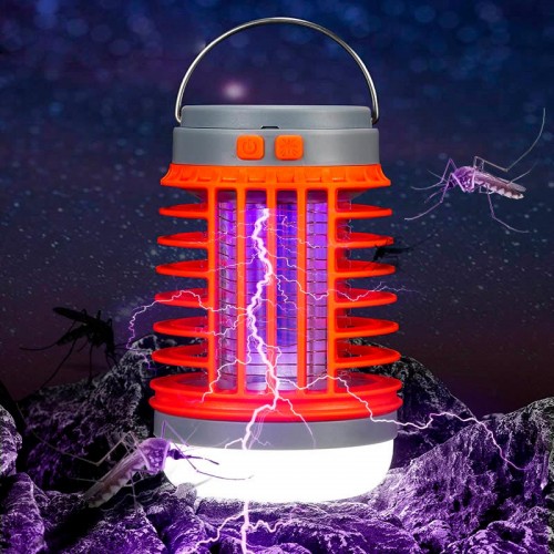 Кемпінгова лампа з сонячною панеллю 3в1 лампа + ліхтар + захист від комарів W890 |12-20h, ip55| orange