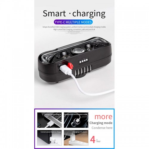 Фонарь 2в1 налобный+велофонарь c управлением жестами W669 |Type-C, 6h Max|