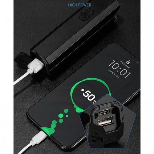 Велофонарь передній 6 режимів Spotlight + Floodlight XA327 black