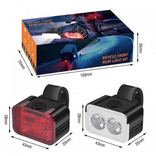 Набір велофонариків передній + задній 5 режимів 800lmn L12 |Type-C, ipx6| black