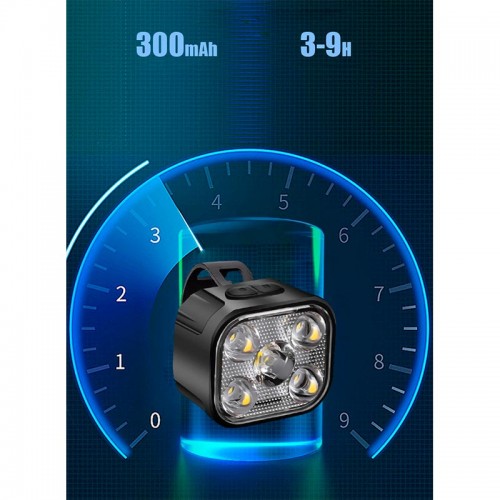 Велофонарь передній 6 режимів 325 |Type-C, 3-9h| black