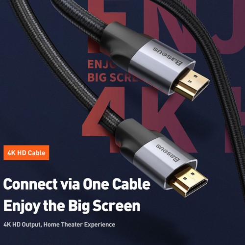 Кабель Baseus HDMI Enjoyment Series 4KHD Male To 4KHD Male |2m, 4K| (CAKSX-C0G) black
