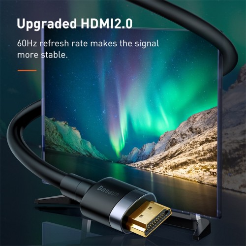 Кабель BASEUS 4KHDMI Male To 4KHDMI Male Cafule |2M, HDMI2.0| (CADKLF-F01) black