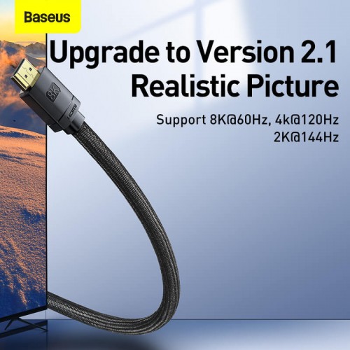 Кабель BASEUS High Definition Series HDMI 8K to HDMI 8K Adapter Cable |1m, 8K, HDMI2.1| (CAKGQ-J01) black