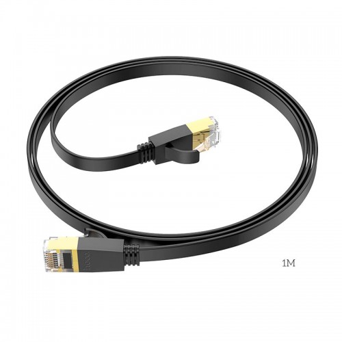 Кабель HOCO General pure copper flat network cable US07 (1M, 1Gbps) black
