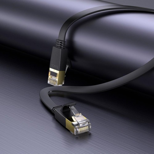 Кабель HOCO General pure copper flat network cable US07 (1M, 1Gbps) black