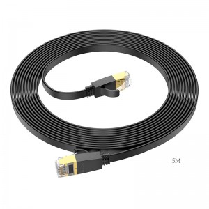 Кабель HOCO General pure copper flat network cable US07 (5M, 1Gbps) black