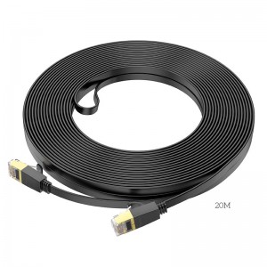 Кабель HOCO General pure copper flat network cable US07 (20M, 1Gbps) black
