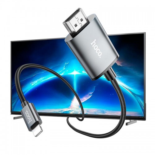 Кабель Hoco HD on-screen cable iP to HDTV UA27 |1080p, 2m| metal-grey