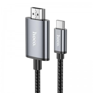 Кабель Hoco HD on-screen cable Type-C to HDTV UA27 |4K, 2m| metal-grey
