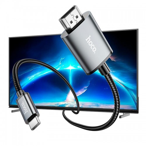 Кабель Hoco HD on-screen cable Type-C to HDTV UA27 |4K, 2m| metal-grey
