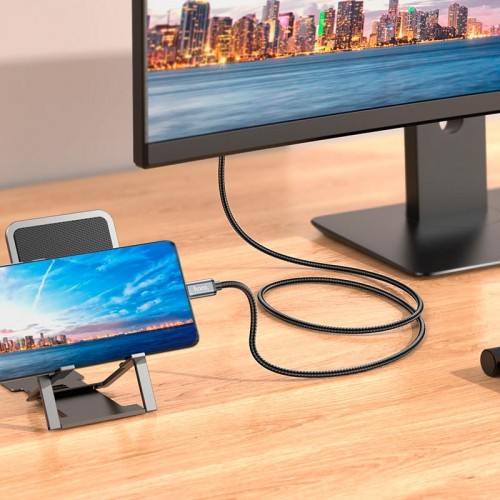Кабель Hoco HD on-screen cable Type-C to HDTV UA27 |4K, 2m| metal-grey