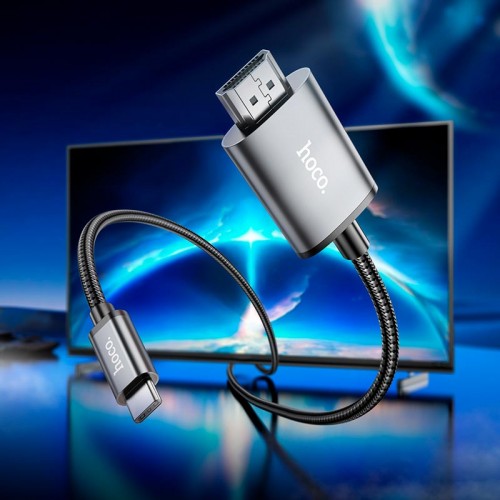 Кабель Hoco HD on-screen cable Type-C to HDTV UA27 |4K, 2m| metal-grey