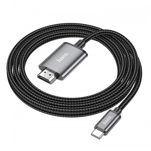 Кабель Hoco HD on-screen cable Type-C to HDTV UA27 |4K, 2m| metal-grey
