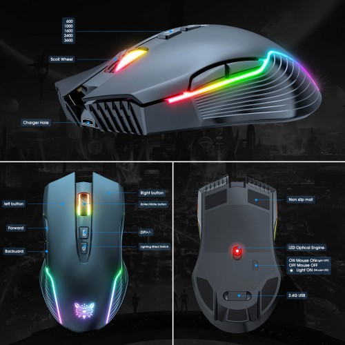 Миша ONIKUMA Gaming wireless CW905 RGB black