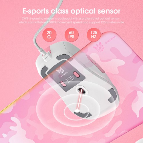 Миша ONIKUMA Gaming CW916 white-pink
