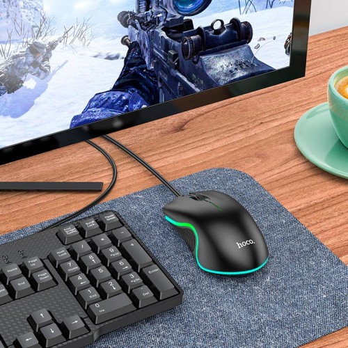 Миша HOCO Enjoy gaming luminous wired mouse GM19 black