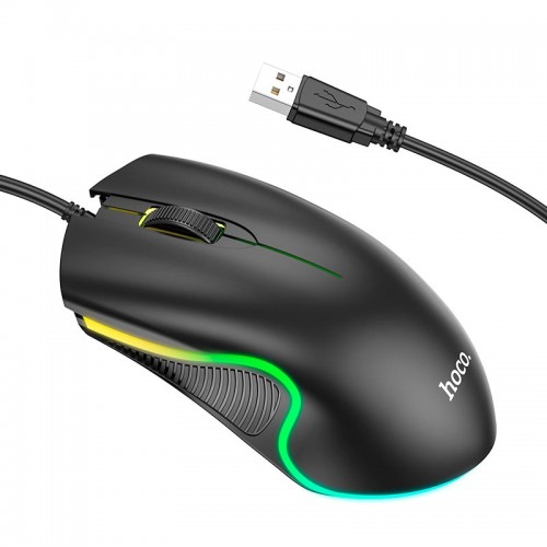 Миша HOCO Enjoy gaming luminous wired mouse GM19 black