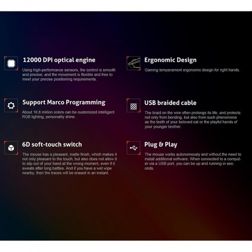 Миша MEETION RGB Backlit Gaming Mouse RGB GM19_2023 |12000dpi| black