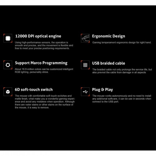 Миша MEETION RGB Backlit Gaming Mouse RGB GM20_2023 |12000dpi| black