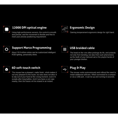 Миша MEETION RGB Backlit Gaming Mouse RGB GM21_2023 |12000dpi| black