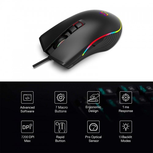 Миша Aikun Optical Gaming Mouse Backlight GX66 |7200DPI| black