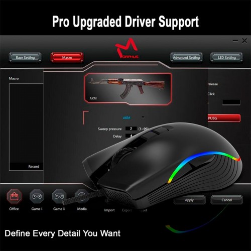Миша Aikun Optical Gaming Mouse Backlight GX66 |7200DPI| black