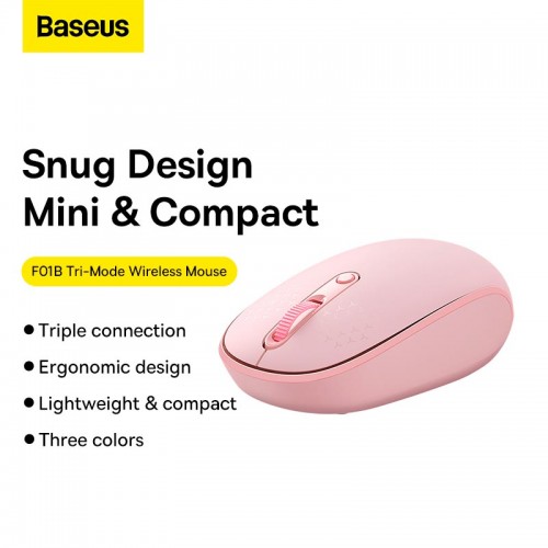Миша Baseus F01B Tri-Mode Wireless Mouse |2.4G/BT5.0+BT3.0, 800-1200-1600dpi| grey