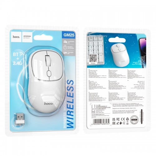 Миша Hoco Royal dual-mode business wireless mouse GM25 |BT5.2/2.4G, 800/1200/1600 DPI| black