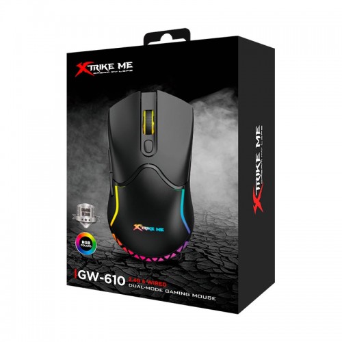 Миша ігрова XTRIKE ME GW - 610 gaming Mouse RGB |800-8000 6 step DPI, 2.4G/Type-C| black