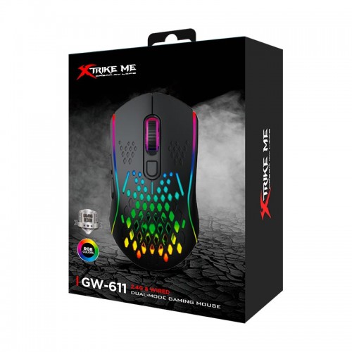 Миша ігрова XTRIKE ME GW - 611 gaming Mouse RGB |800-8000 6 step DPI, 2.4G/Type-C| black