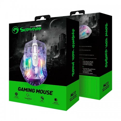 Миша MARVO MISTIC 40 Programmable Wired Mouse M413 |1200-7200dpi| transparent