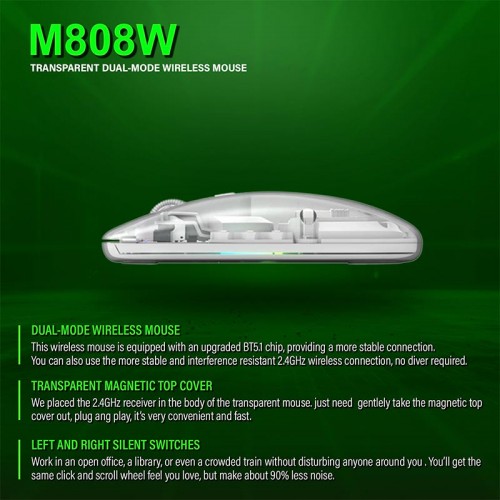 Мышь MARVO Wireless Mouse M808W |2.4G/BT5.1, 1000-1600dpi|