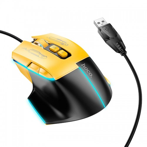 Миша HOCO Overlord luminous gaming wired mouse GM31 |1200-1800-2400-3600dpi| black-yellow