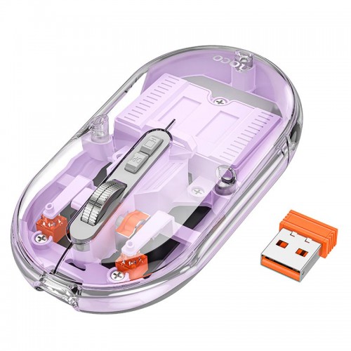 Мишка Hoco General dual-mode silent wireless mouse GM35 (battery version) |2.4G+BT, 800-1200-1600DPI purple