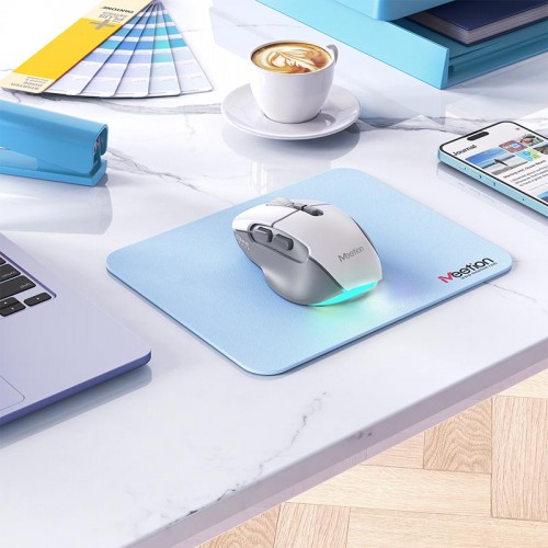 Миша MEETION 2.4 G + Bluetooth wireless gaming mouse BTM001 |800-1200-1600-2400dpi, 7keys, 35/140h, Type-C Charging, RGB| white-purple