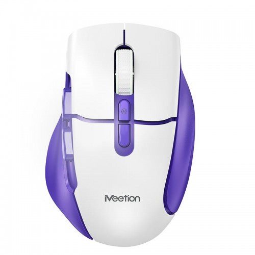Миша MEETION 2.4 G + Bluetooth wireless gaming mouse BTM001 |800-1200-1600-2400dpi, 7keys, 35/140h, Type-C Charging, RGB| white-purple