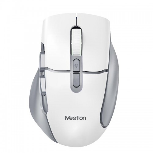 Миша MEETION 2.4 G + Bluetooth wireless gaming mouse BTM001 |800-1200-1600-2400dpi, 7keys, 35/140h, Type-C Charging, RGB| white-grey
