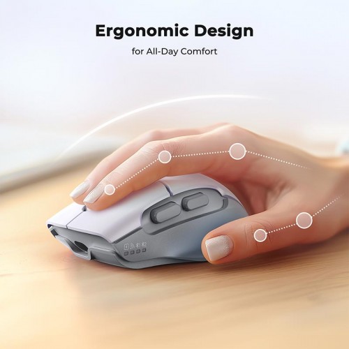 Миша MEETION 2.4 G + Bluetooth wireless gaming mouse BTM001 |800-1200-1600-2400dpi, 7keys, 35/140h, Type-C Charging, RGB| white-grey