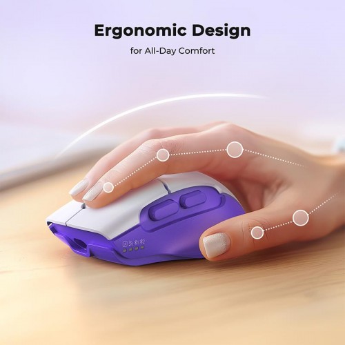 Миша MEETION 2.4 G + Bluetooth wireless gaming mouse BTM001 |800-1200-1600-2400dpi, 7keys, 35/140h, Type-C Charging, RGB| white-grey