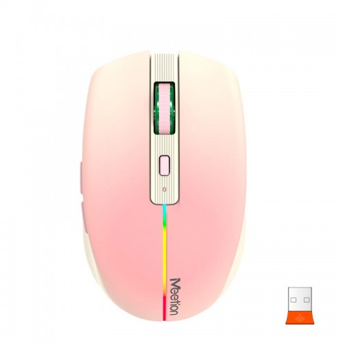 Миша MEETION 2.4 G+Bluetooth Dual Mode gaming mouse BTM002 |1000-1200-1600dpi, 6keys, Type-C Charging, RGB| pink