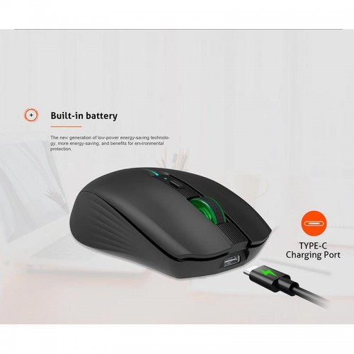 Миша MEETION 2.4 G+Bluetooth Dual Mode gaming mouse BTM002 |1000-1200-1600dpi, 6keys, Type-C Charging, RGB| white