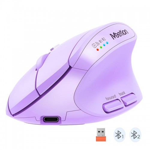 Миша MEETION 2.4 G+Bluetooth Office Vertical Mouse BTM008 |800-1200-1600-2400dpi, 400h, Type-C charging| pink
