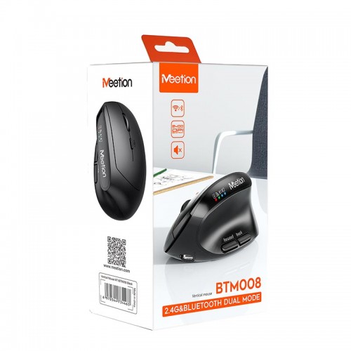 Миша MEETION 2.4 G+Bluetooth Office Vertical Mouse BTM008 |800-1200-1600-2400dpi, 400h, Type-C charging| pink
