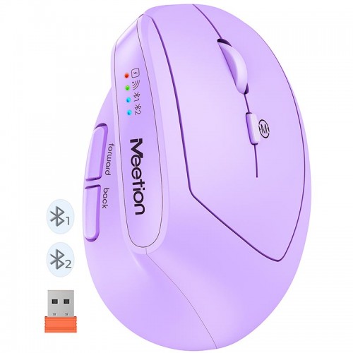 Миша MEETION 2.4 G+Bluetooth Office Vertical Mouse BTM008 |800-1200-1600-2400dpi, 400h, Type-C charging| pink